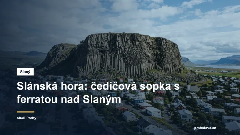 Čedičový vrch se sloupcovitými skalami nad městem