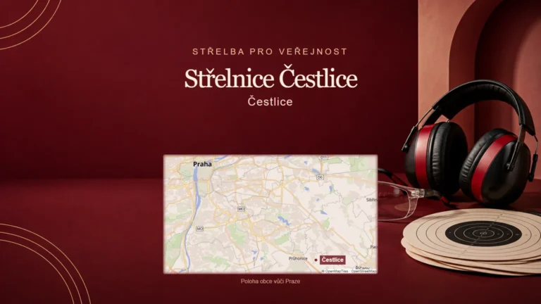 Střelnice Čestlice, Čestlice – tematická AI ilustrace s orientační mapou obce vůči Praze