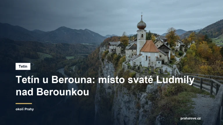 Kostel na vápencové skále nad údolím řeky