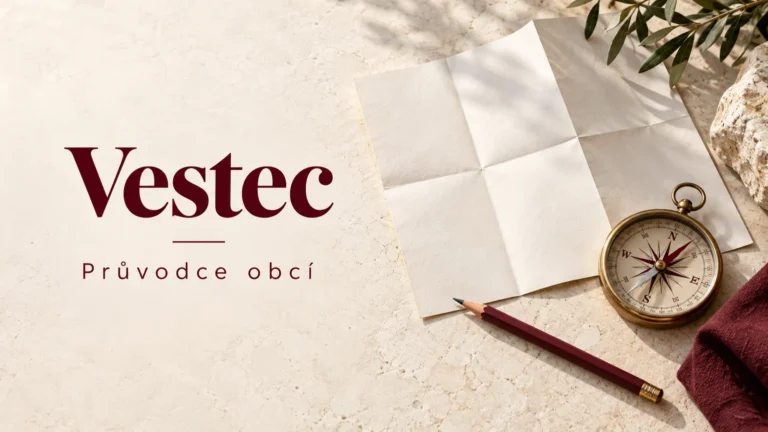 Složený papír, kompas a tužka – Vestec, Průvodce obcí