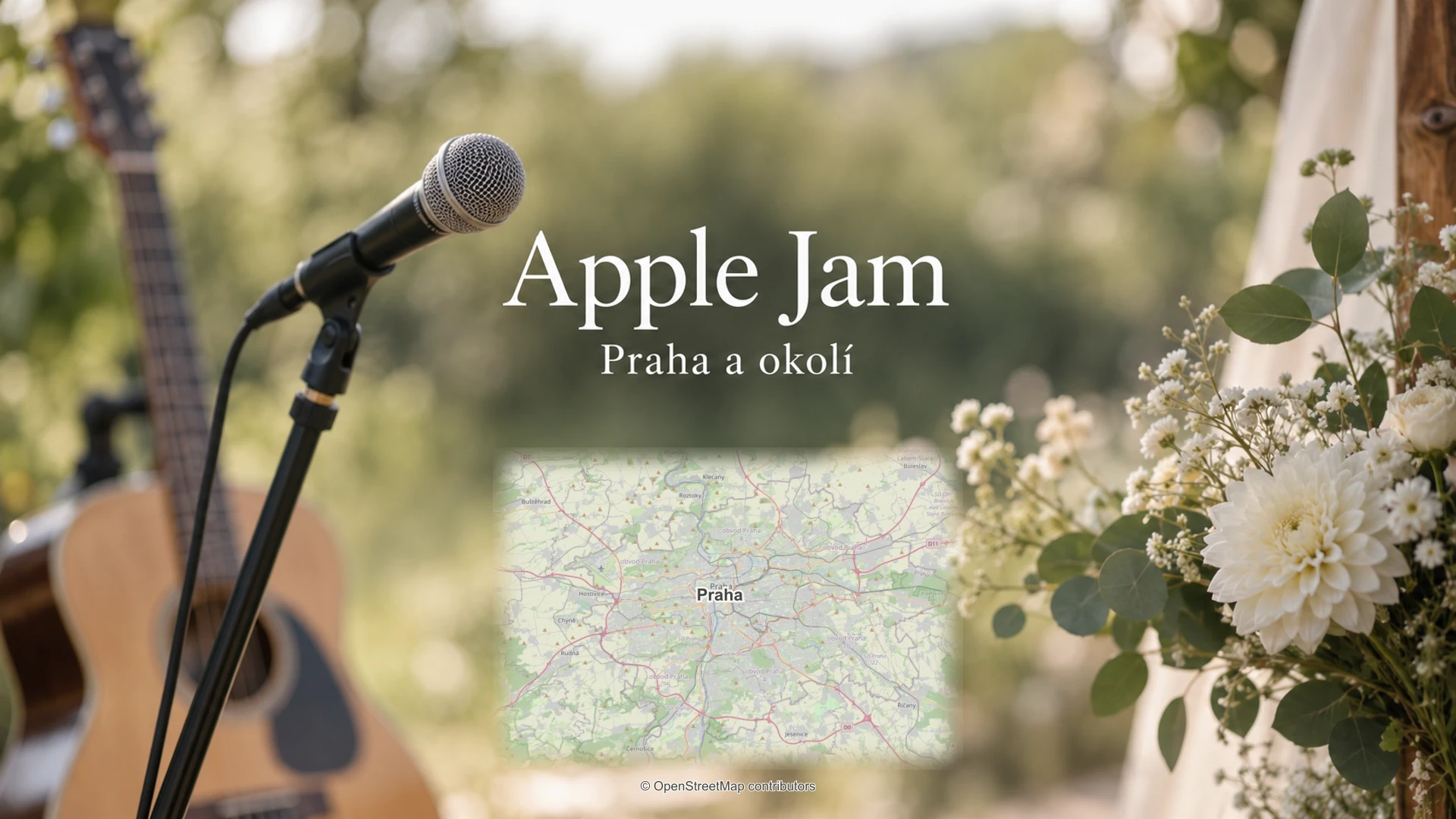 Apple Jam: svatební detail a skutečná regionální mapa.