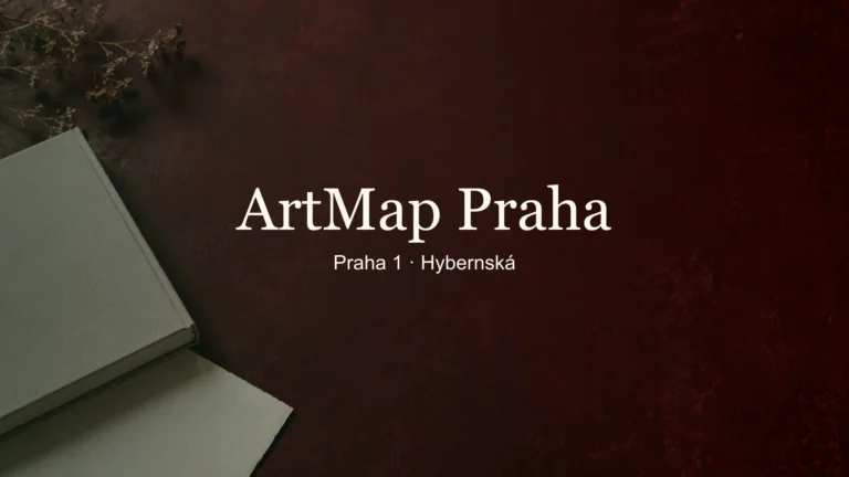 Tematické zátiší knih a papíru s titulkem ArtMap Praha, Praha 1 · Hybernská