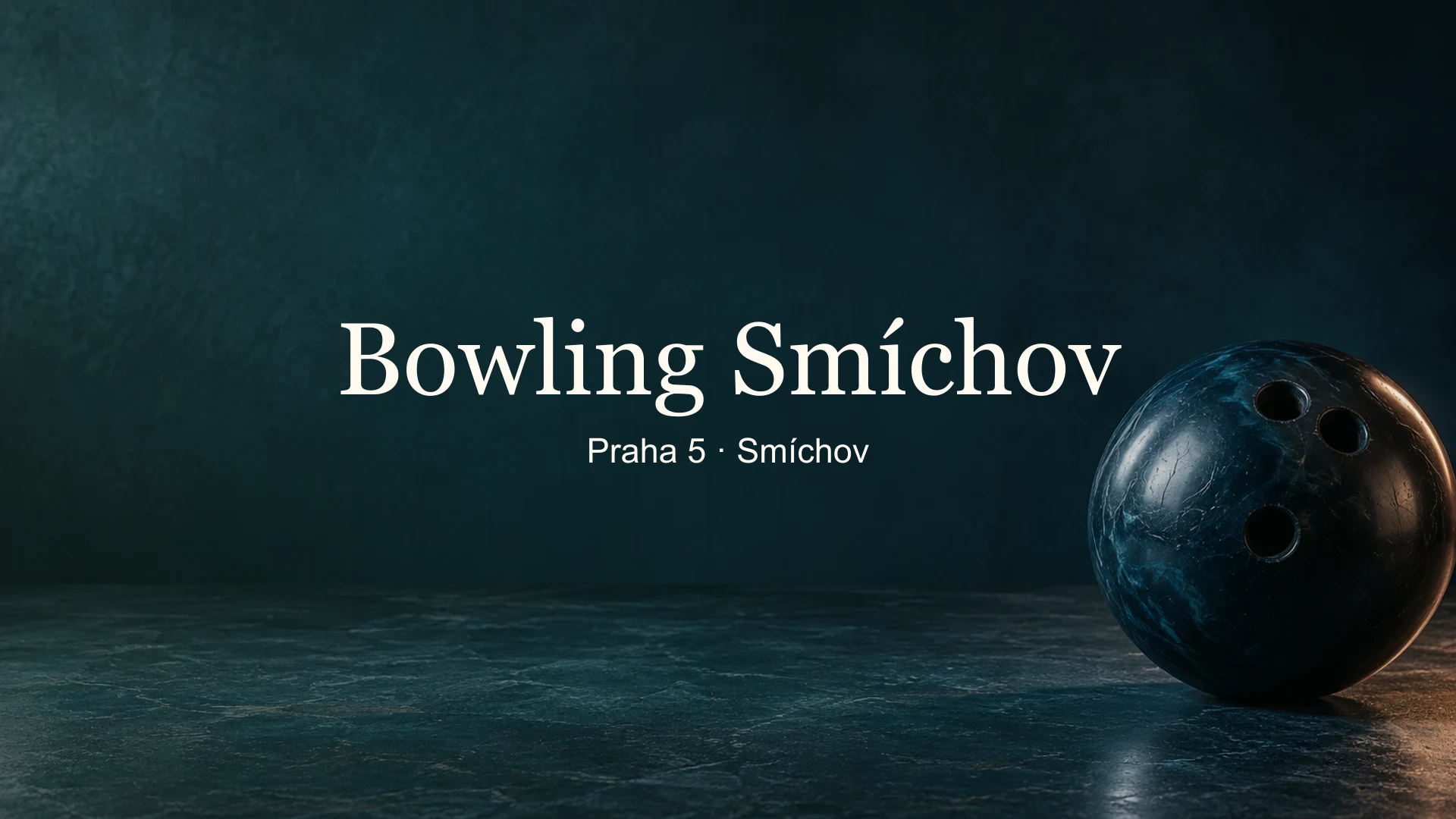 Tematické zátiší bowlingového vybavení s titulkem Bowling Smíchov, Praha 5 · Smíchov