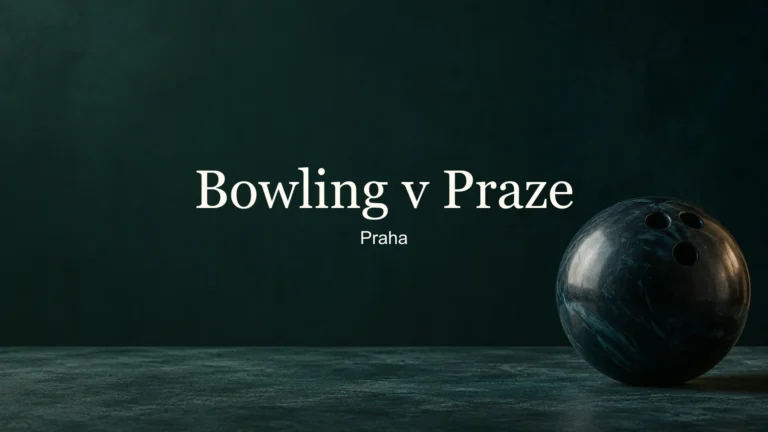 Tematické zátiší bowlingové koule s titulkem Bowling v Praze