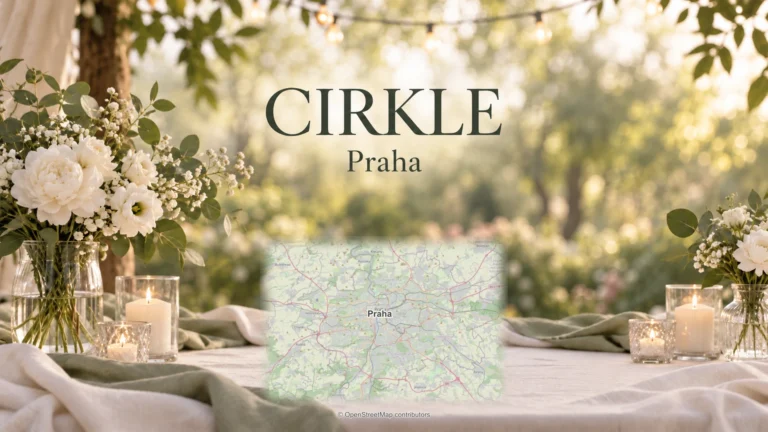 CIRKLE: svatební detail a skutečná regionální mapa.