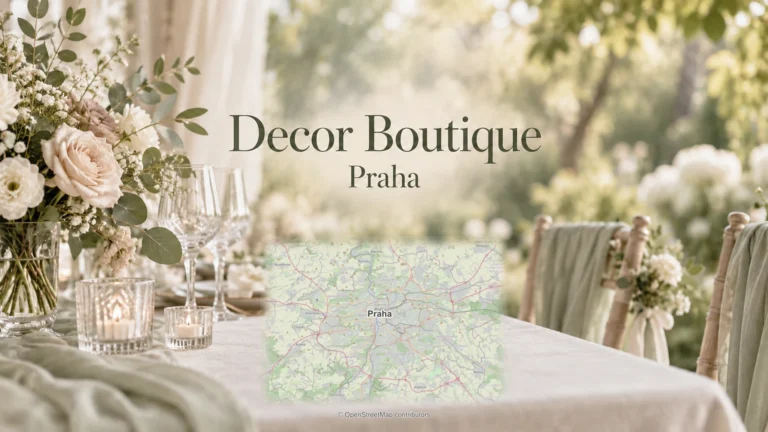 Decor Boutique: svatební detail a skutečná regionální mapa.