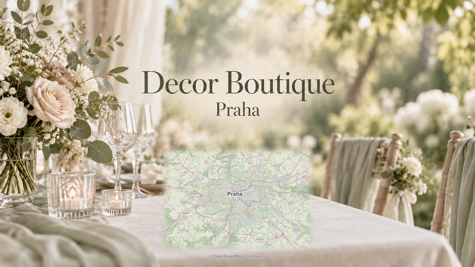 Decor Boutique: svatební detail a skutečná regionální mapa.