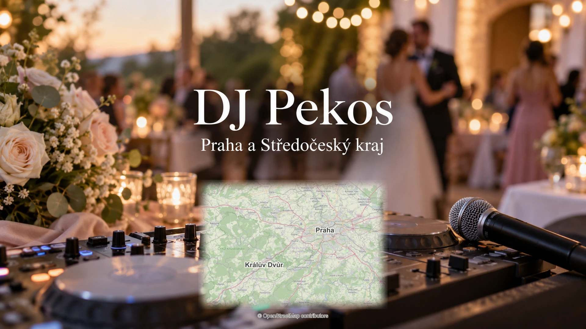 DJ Pekos: svatební detail a skutečná regionální mapa.