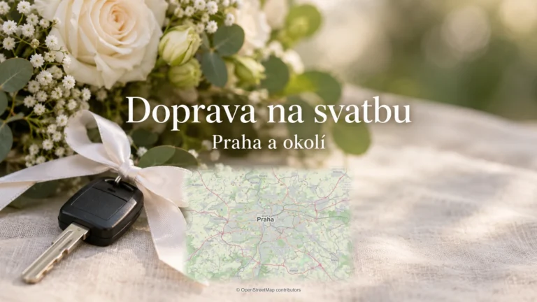 Doprava na svatbu: svatební detail a skutečná regionální mapa.