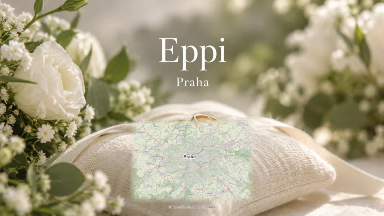Eppi: svatební detail a skutečná regionální mapa.