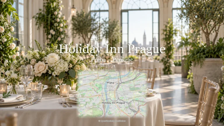 Holiday Inn Prague, Praha – Pankrác: svatební motiv a mapa se skutečnou polohou místa a Prahy.