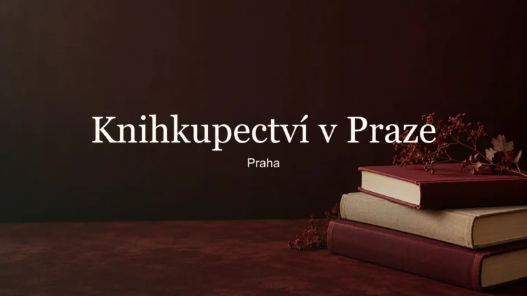 Tematické zátiší knih s titulkem Knihkupectví v Praze