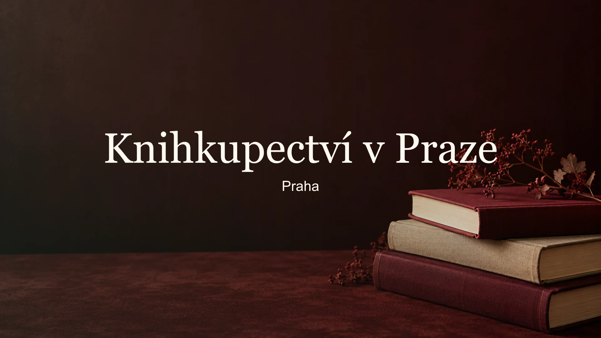 Tematické zátiší knih s titulkem Knihkupectví v Praze