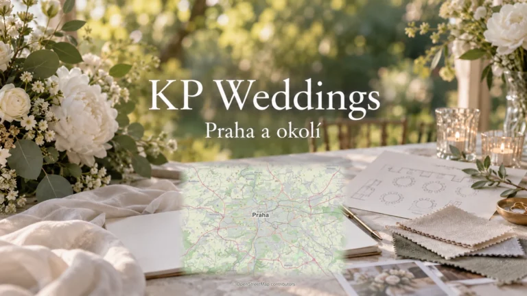 KP Weddings: svatební detail a skutečná regionální mapa.