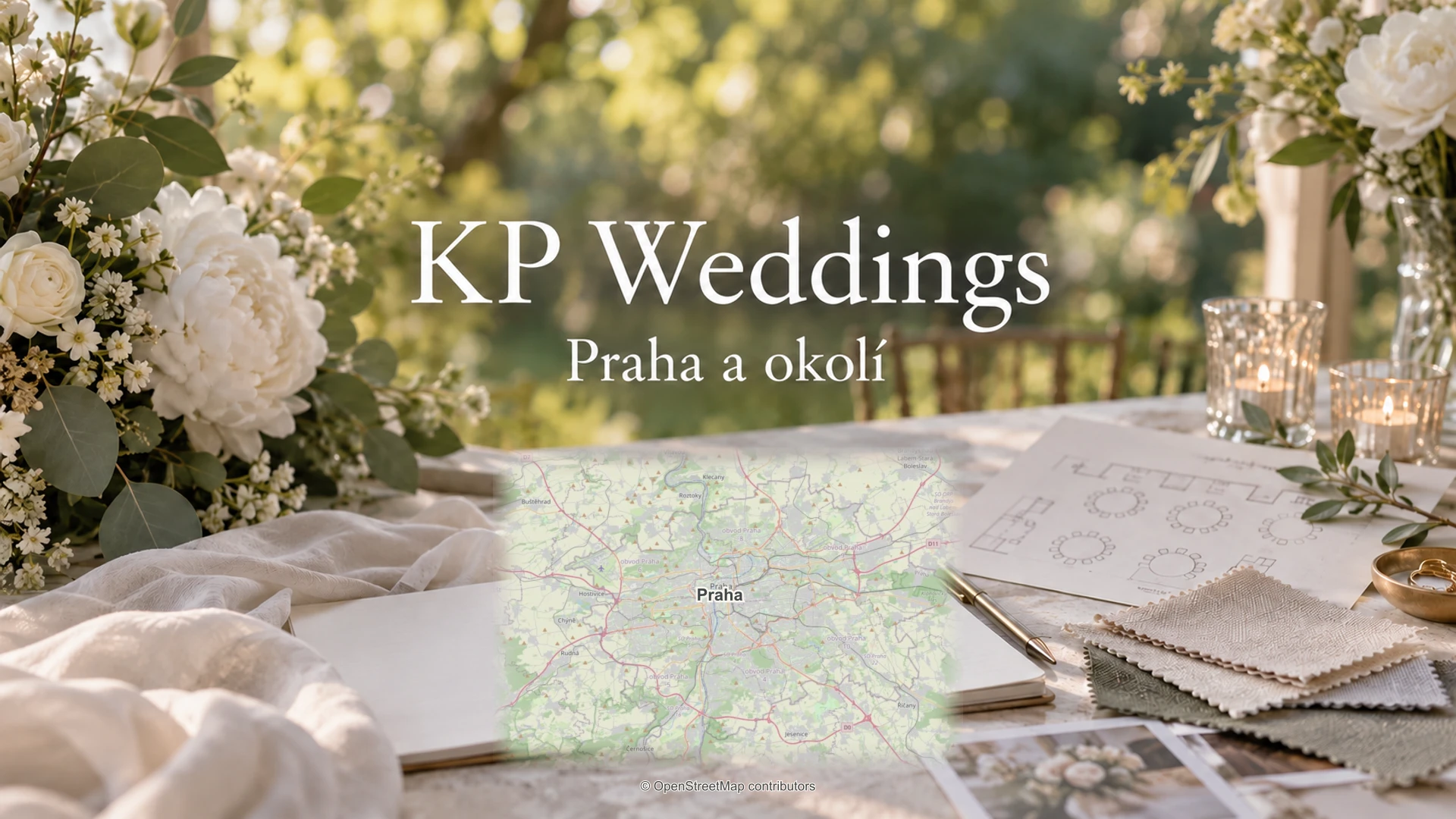 KP Weddings: svatební detail a skutečná regionální mapa.
