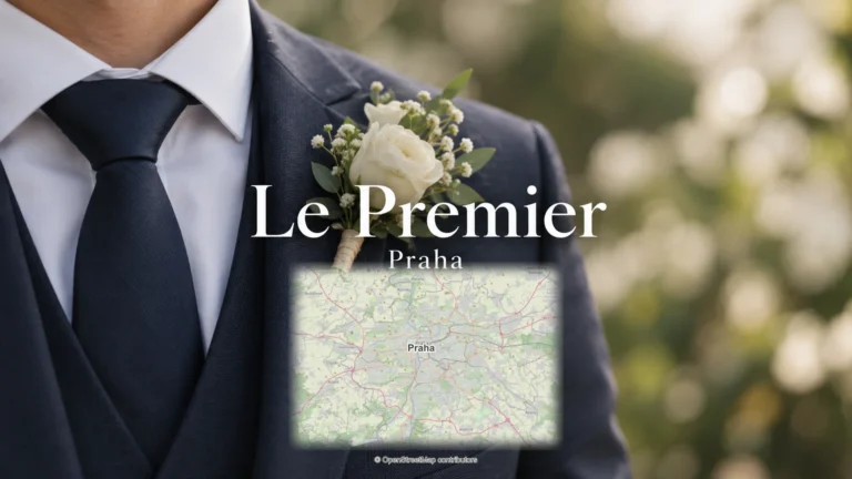 Le Premier: svatební detail a skutečná regionální mapa.