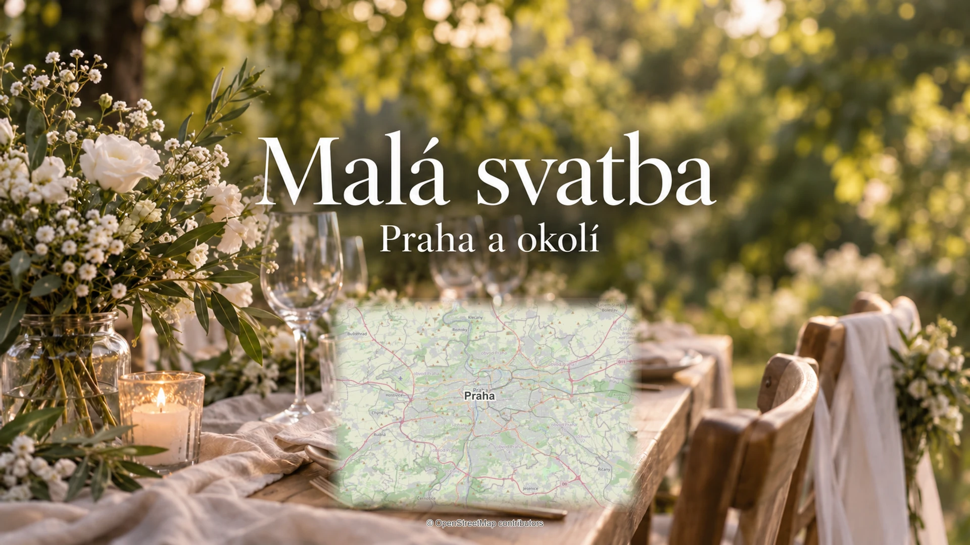 Malá svatba: svatební detail a skutečná regionální mapa.