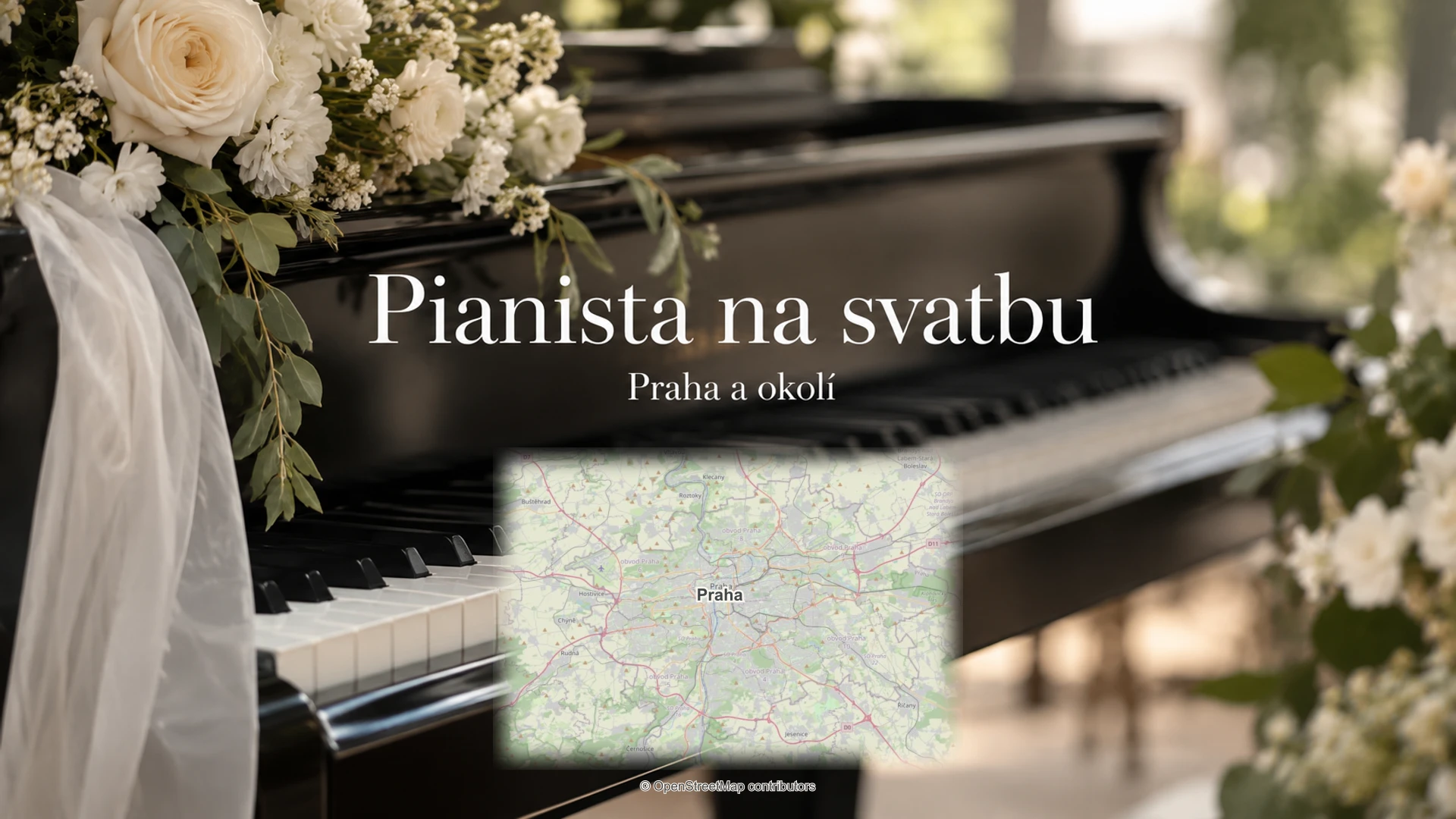 Pianista na svatbu: svatební detail a skutečná regionální mapa.