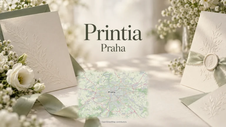 Printia: svatební detail a skutečná regionální mapa.