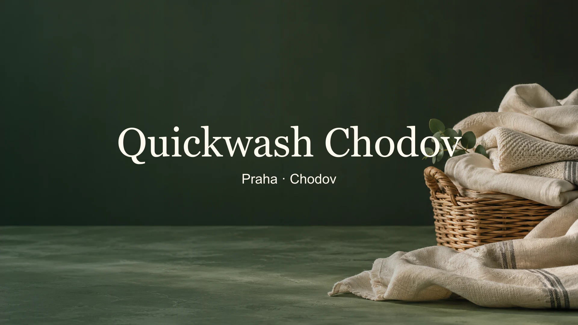 Tematické zátiší textilií s titulkem Quickwash Chodov, Praha · Chodov