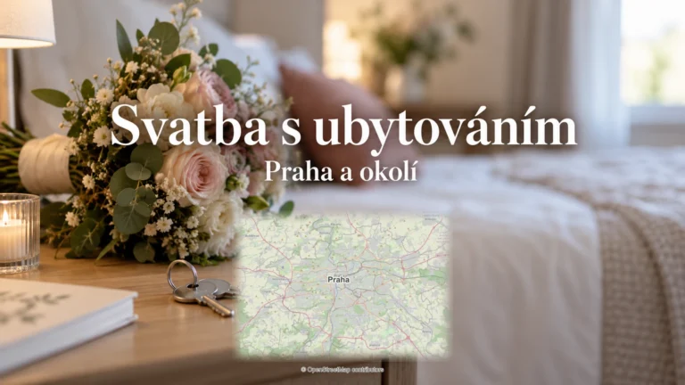 Svatba s ubytováním: svatební detail a skutečná regionální mapa.