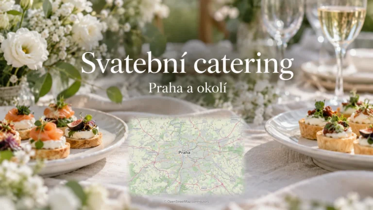 Svatební catering: svatební detail a skutečná regionální mapa.