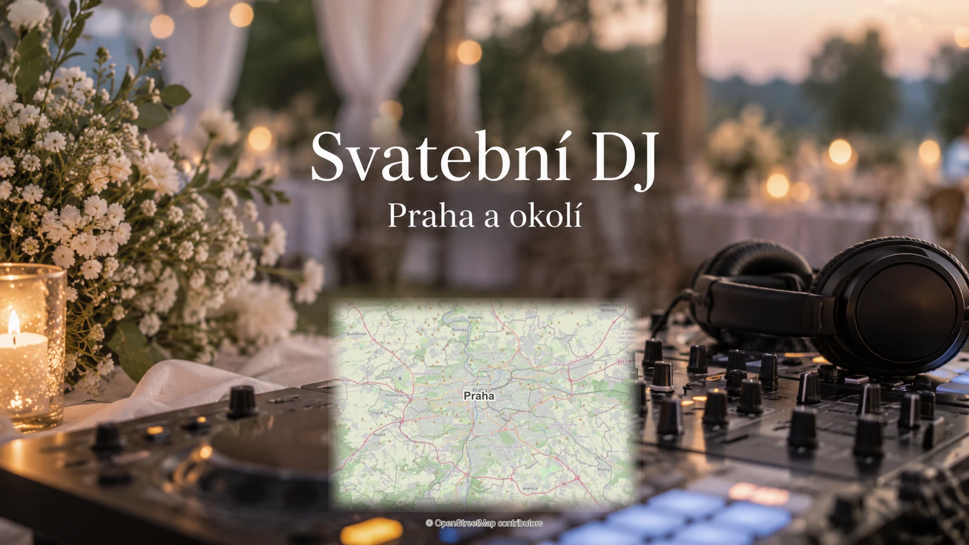 Svatební DJ: svatební detail a skutečná regionální mapa.