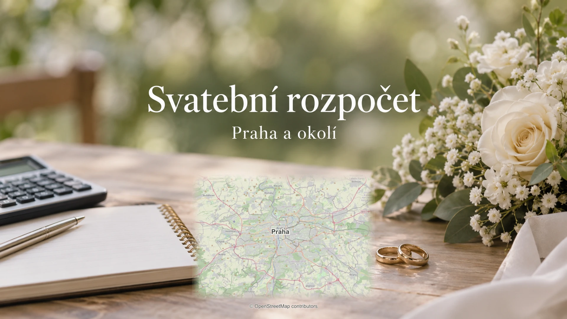 Svatební rozpočet: svatební detail a skutečná regionální mapa.