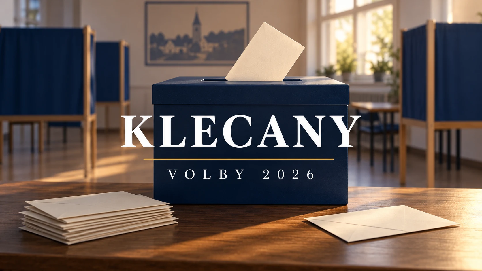 Volby 2026 – Klecany: ilustrační volební urna a obálky