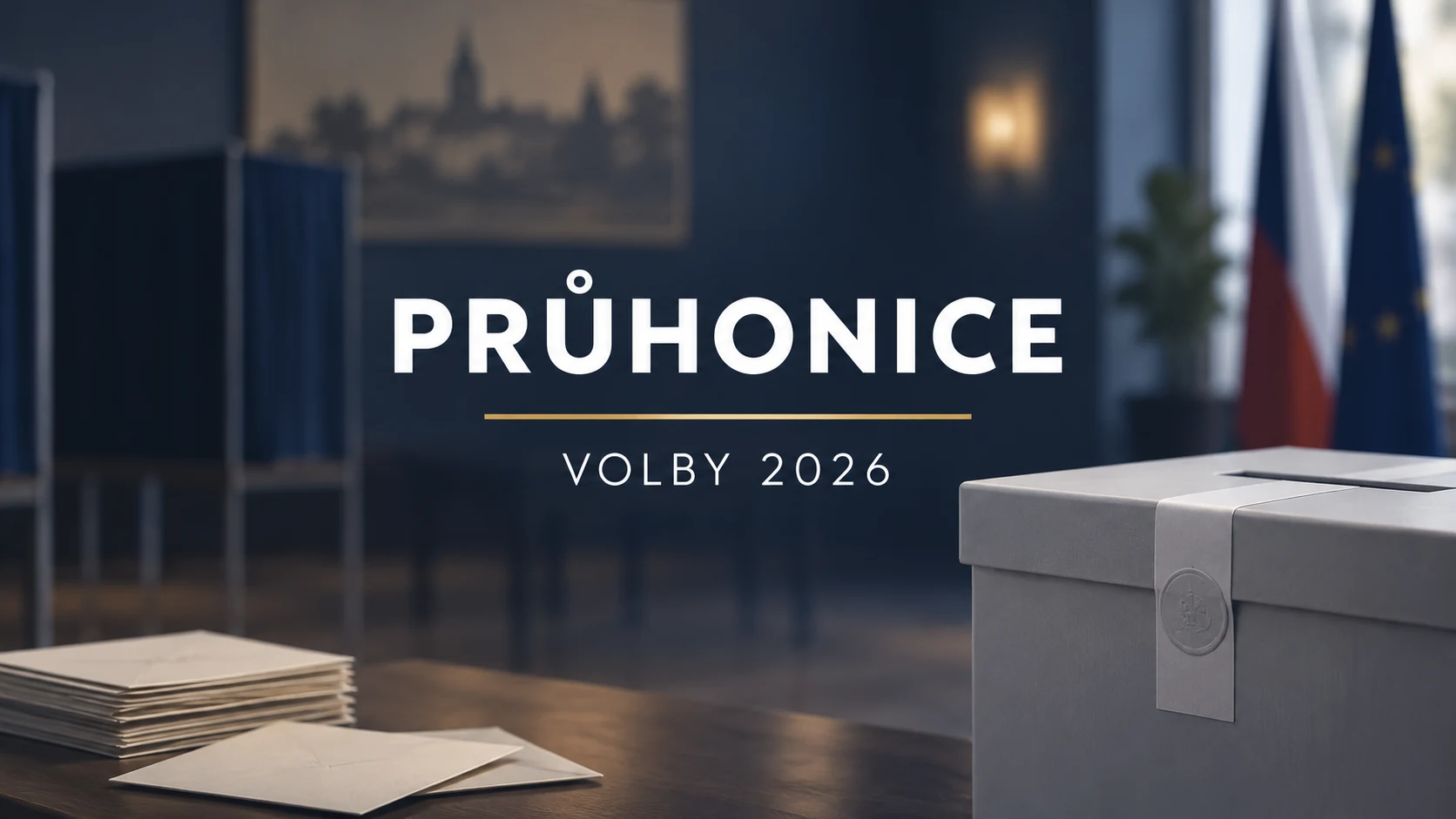 Volby 2026 – Průhonice: ilustrační volební urna a obálky