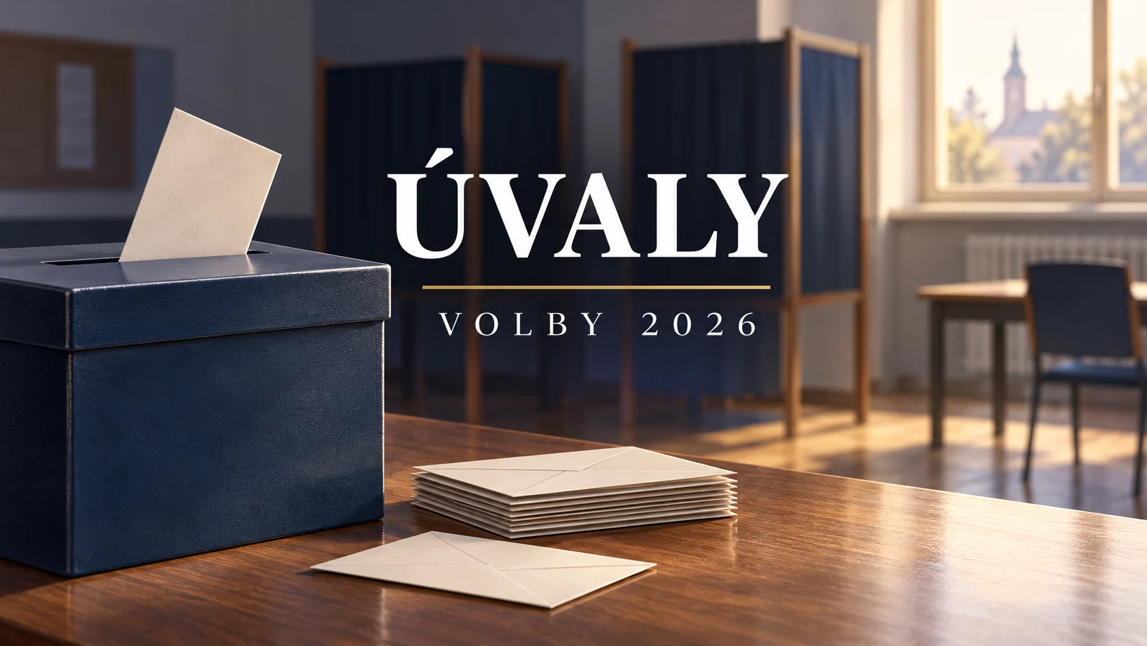 Volby 2026 – Úvaly: ilustrační volební urna a obálky