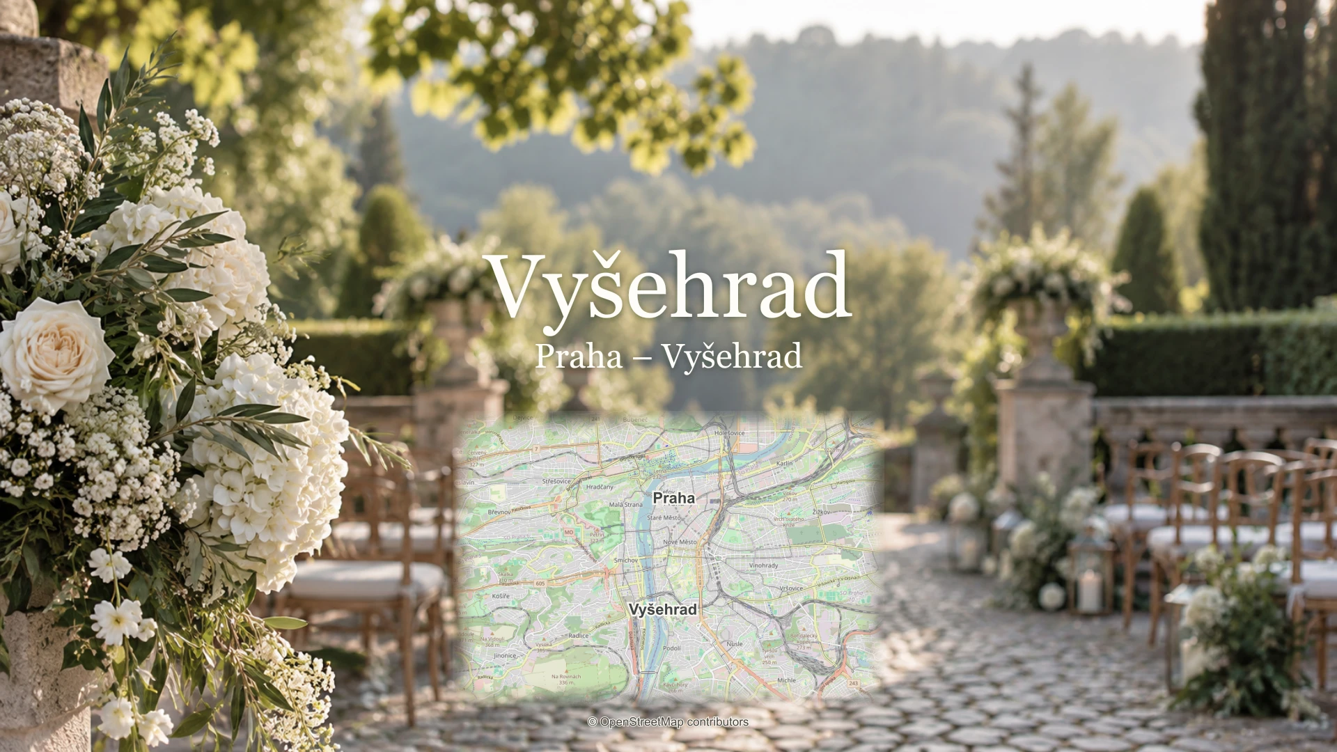 Vyšehrad, Praha – Vyšehrad: svatební motiv a mapa se skutečnou polohou místa a Prahy.